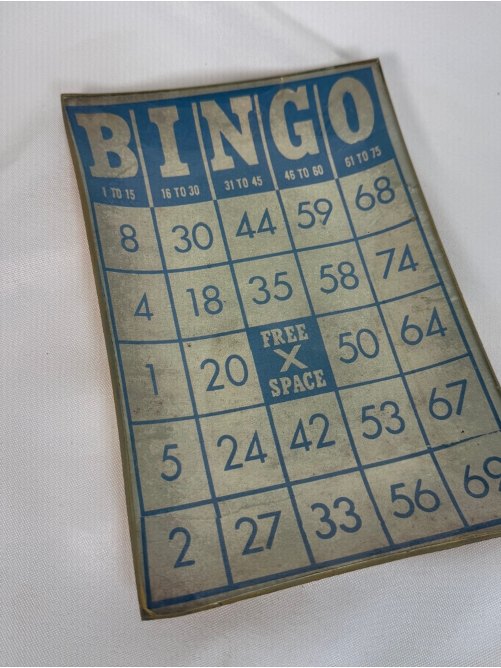 Vintage Bingo Card Decorative Tray - Blue & Cream